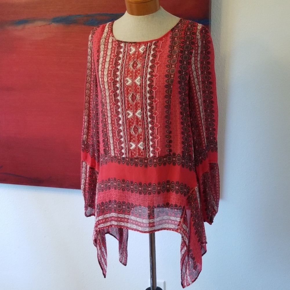 Amazing red embroidered Sundance top